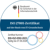 Zertifikat ISO 27001 auf der Basis von IT-Grundschutz